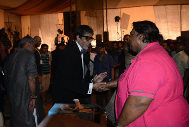 Amitabh Bachchan and Ganesh Acharya on the sets of Bajirao Mastani
