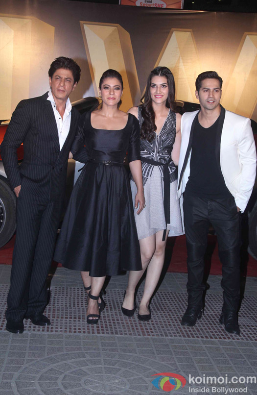 Shah Rukh Khan, Kajol, Kriti Sanon and Varun Dhawan during the trailer launch of film Dilwale
