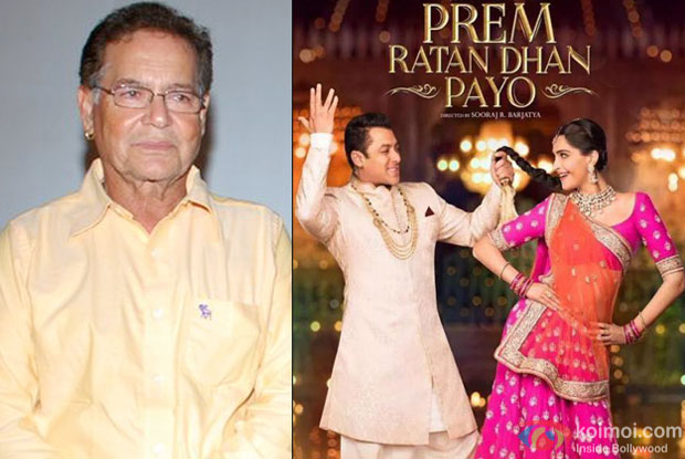 Salim Khan and 'Prem Ratan Dhan Payo' movie poster