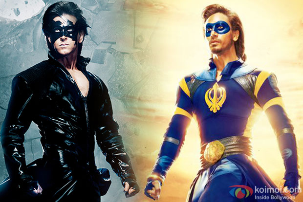 Hrithik Roshan in 'Krrish 3' and Tiger Shroff in 'A Flying Jatt' Hrithik Roshan in 'Krrish 3' and Tiger Shroff in 'A Flying Jatt'