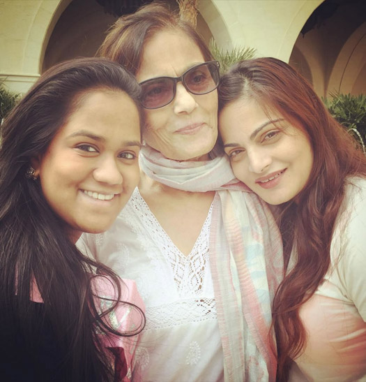 Arpita Khan Sharma with mother Salma Khan and sister Alvira Agnihotri at the baby shower party