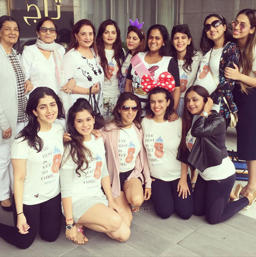 Arpita Khan Sharma with mother Salma Khan and sister Alvira Agnihotri at the baby shower party