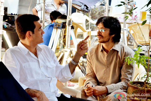 Omung Kumar and Darshan Kumar on the shoot location of 'Sarbjit'