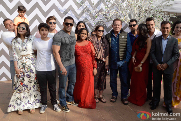 Salman Khan, father Salim Khan and other family members during her baby shower ceremony