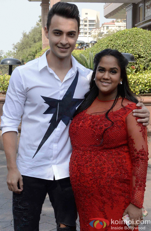 Arpita Khan along with her husband Aayush Sharma during her baby shower ceremony 