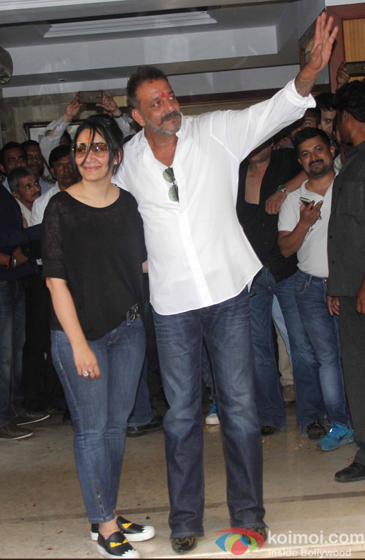 Sanjay Dutt along with his wife Manyata Dutt at his residence 
