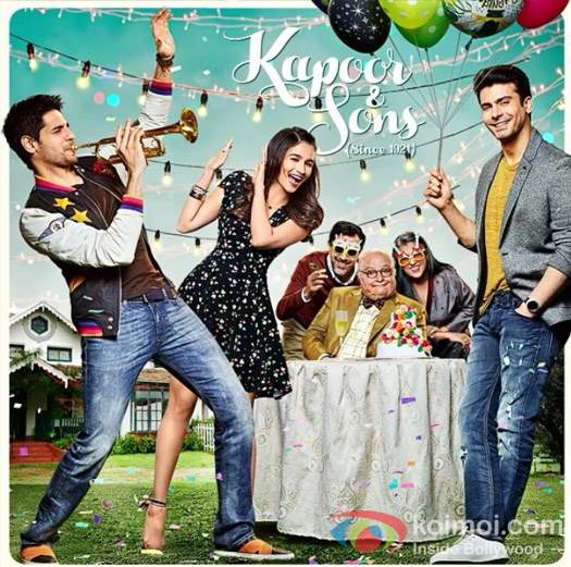 Sidharth Malhotra, Alia Bhatt, Rajat Kapoor, Rishi Kapoor Ratna, Pathak Shah and Fawad Khan starrer Kapoor &amp; Sons : Here's The Jolly Motion Poster