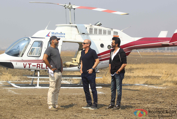 Abhinav Deo, Anil Kapoor and Howard Gordon during the on location shoot of TV serial '24' season 2