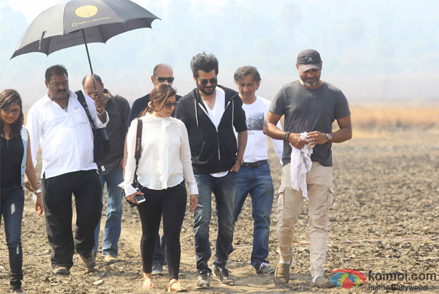 Abhinav Deo, Anil Kapoor and Howard Gordon during the on location shoot of TV serial '24' season 2