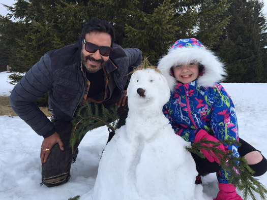 Ajay Devgn and Abigail Eames on the sets of Shivaay