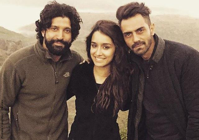 Farhan Akhtar, Shraddha Kapoor and Arjun Rampal on the sets of movie 'Rock On 2'