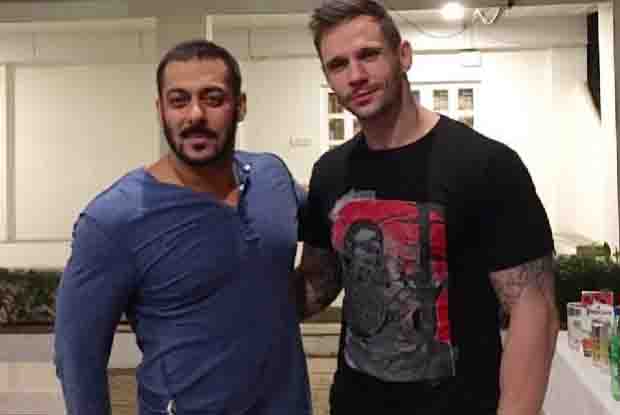 Salman Khan with Drew Neal on the sets of Sultan