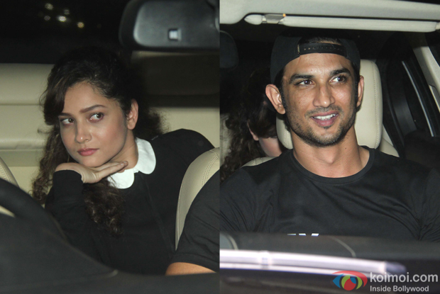 Sushant Singh Rajput and Ankita Lokhande during The Screening of film Fitoor