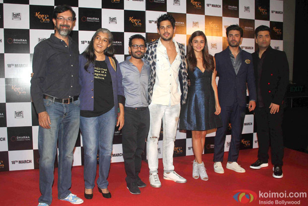 Sidharth Malhotra, Alia Bhatt, Fawad Khan and karan Johar during the trailer launch of film Kapoor and Sons