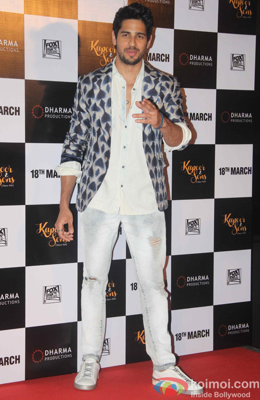 Sidharth Malhotra during the trailer launch of film Kapoor and Sons
