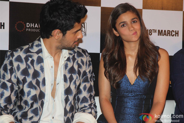 Sidharth Malhotra And Alia Bhatt during the trailer launch of film Kapoor and Sons