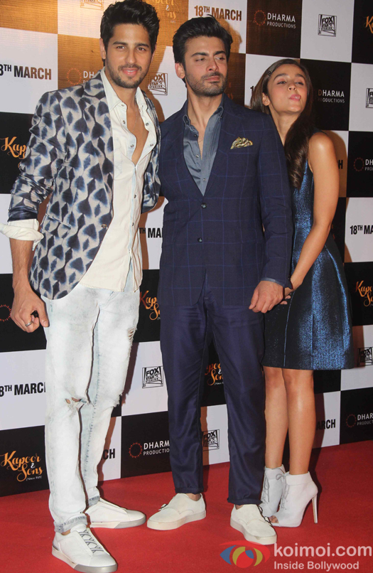 Sidharth Malhotra, Alia Bhatt and Fawad Khan during the trailer launch of film Kapoor and Sons