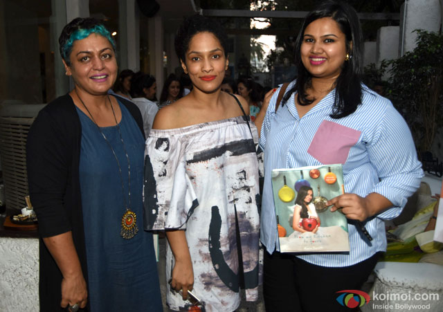 Masaba Gupta and Pooja Dhingra during the launch of Maria Goretti's debut book 'From My Kitchen To Yours'