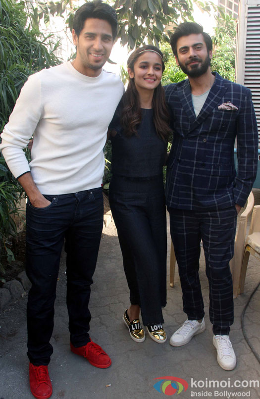 Sidharth Malhotra, Alia Bhatt and Fawad Khan during the media interaction of Kapoor And Sons