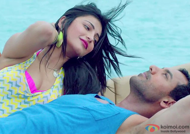 Shruti Haasan and John Abraham in a still from movie 'Rocky Handsome'