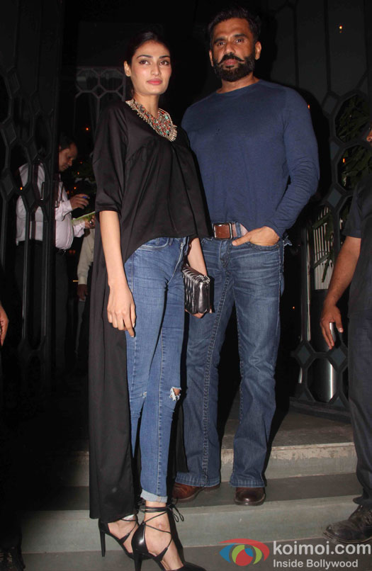 Athiya Shetty with his father Sunil Shetty during a party hosted by Sanjay Leela Bhansali