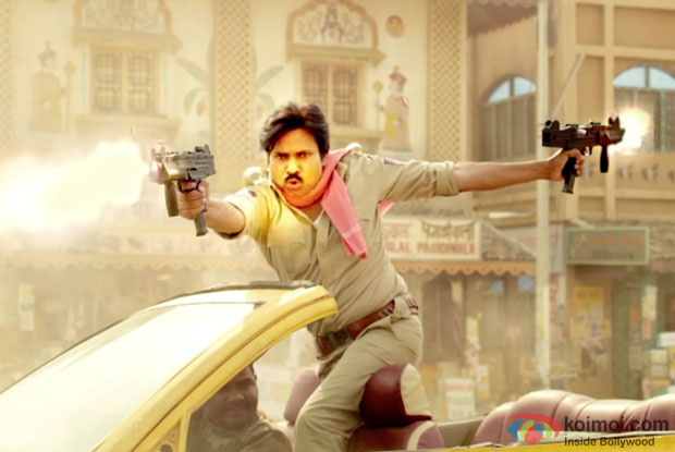 Pawan Kalyan in a still from Sardaar Gabbar Singh
