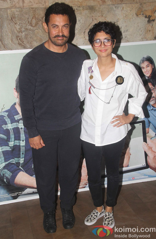 Aamir Khan and kiran Rao during the screening of film Kapoor and Sons