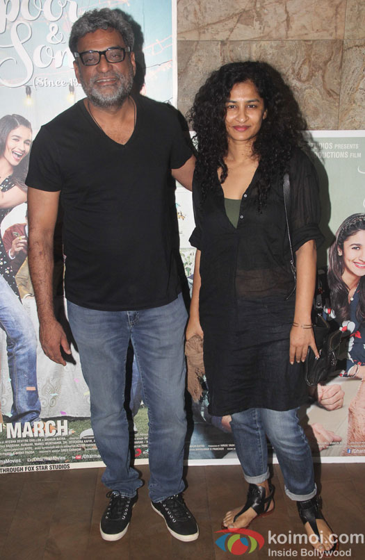 R. Balki and Gauri Shinde during the screening of film Kapoor and Sons
