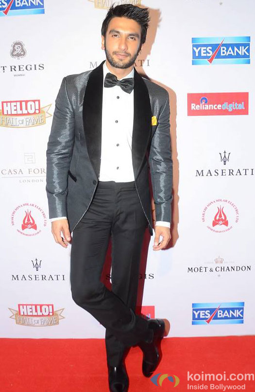 Ranveer Singh during the Hello! Hall of Fame Awards 2016