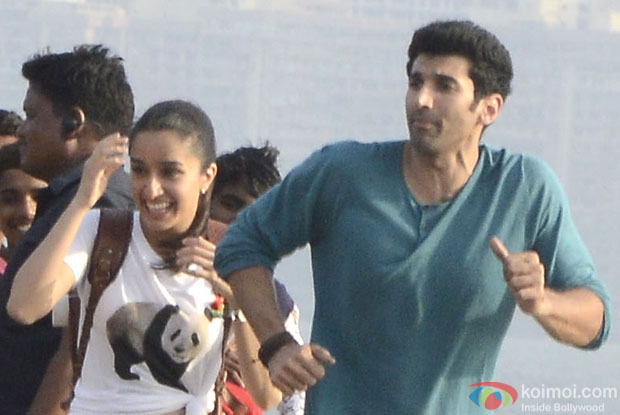 Shraddha Kapoor and Adutya Roy Kapur during the Shoot of Ok Jaanu