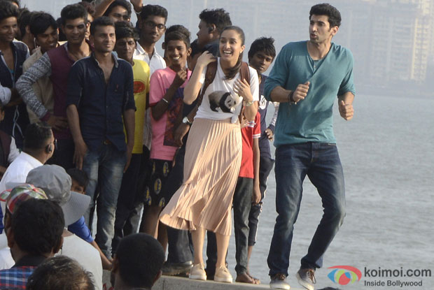 Shraddha Kapoor and Adutya Roy Kapur during the Shoot of Ok Jaanu