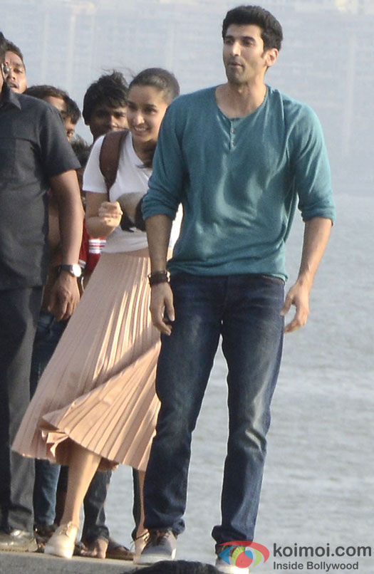 Shraddha Kapoor and Adutya Roy Kapur during the Shoot of Ok Jaanu