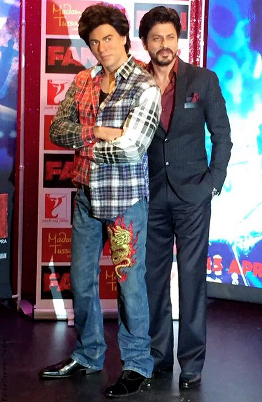 SRK with his fan Gaurav's statue at Madame Tussauds