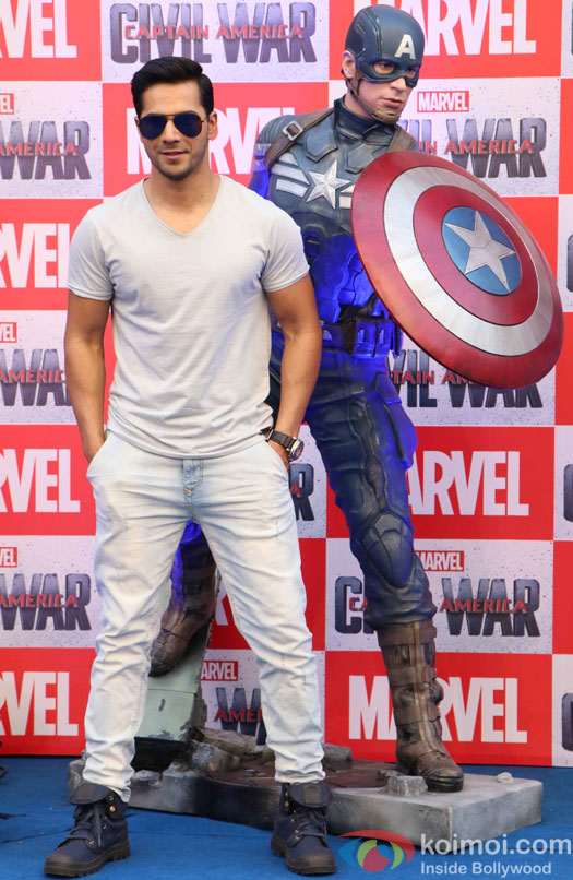 Varun Dhawan Poses With A Captain America Figurine