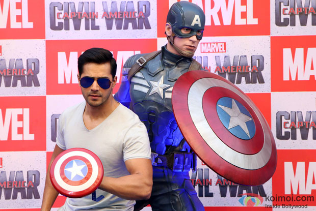 Varun Dhawan With Captain America Figurine