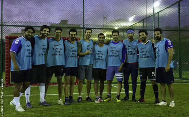 Kartik Aaryan, Dino Morea and Ranbir Kapoor spotted during the Football Match at Bandra
