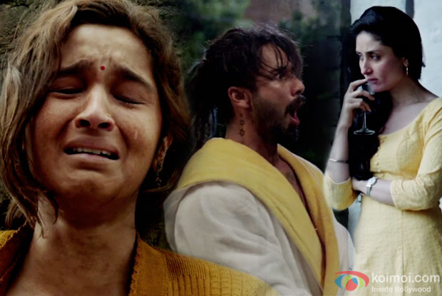 Alia Bhatt, Shahid Kapoor and Kareena Kapoor Khan in a Da Da Dasse song still from Udta Punjab