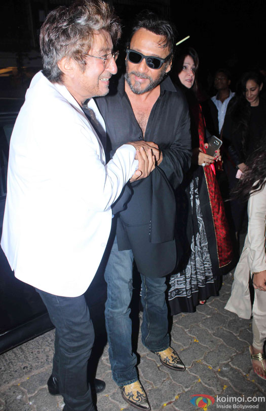 Shakti Kapoor and Jackie Shroff during the success bash of film 'Baaghi'