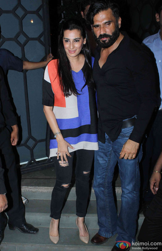 Mana Shetty and Suniel Shetty during the success bash of film 'Baaghi'