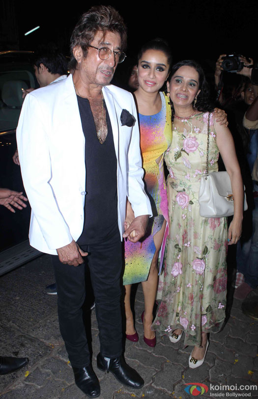 Shakti Kapoor and Shraddha Kapoor during the success bash of film 'Baaghi'