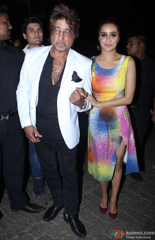 Shakti Kapoor and Shraddha Kapoor during the success bash of film 'Baaghi'