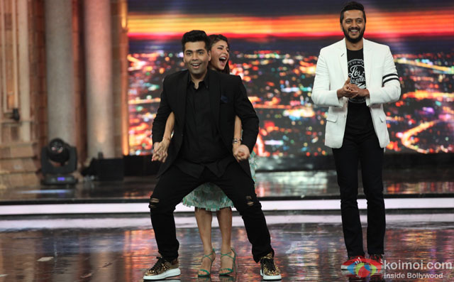 Karan Johar, Jacqueline Fernandez and Riteish Deshmukh during the promotion of film 'Housefull 3' on the sets of 'India's Got Talent'