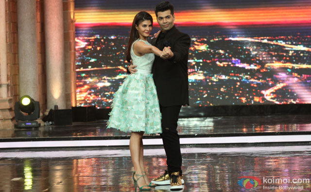 Jacqueline Fernandez and Karan Johar during the promotion of film 'Housefull 3' on the sets of 'India's Got Talent'