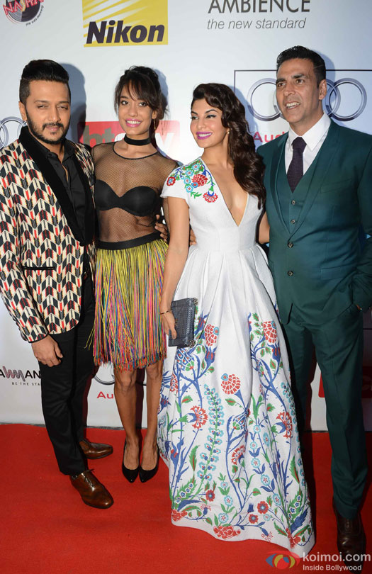 Riteish Deshmukh, Lisa Haydon, Jacqueline Fernandez and Akshay Kumar during the 'HT Most Stylish 2016' Awards