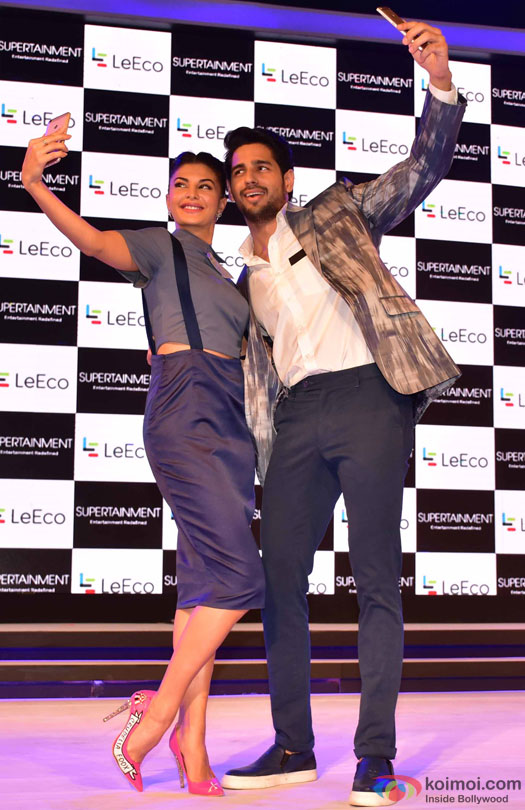 Jacqueline Fernandez and Sidharth Malhotra during the launch of new Smartphone LeEco