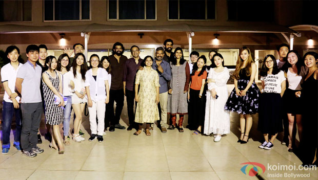 Prabhas, Rana Daggubati and S. S. Rajamouli interacting with the Chinese media
