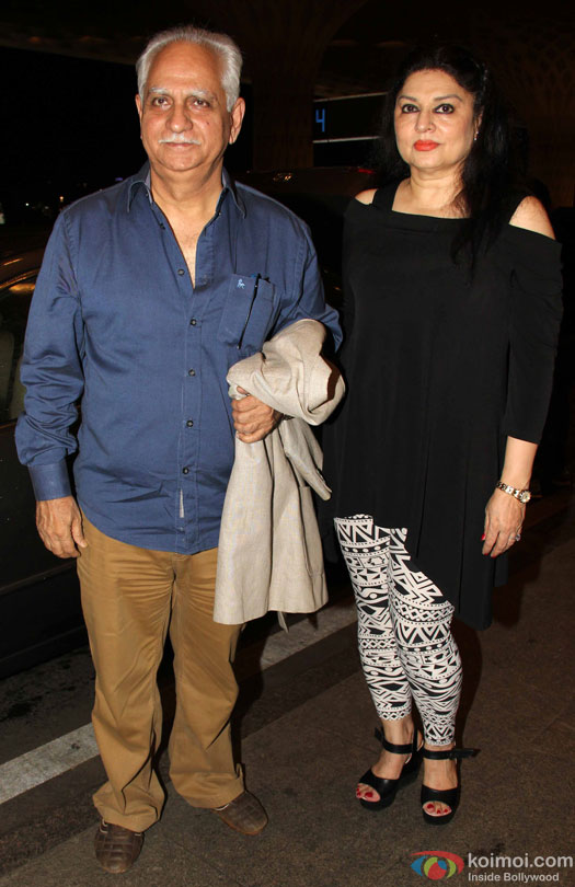 Ramesh Sippy and Kiran Juneja at airport leave for IIFA 2016