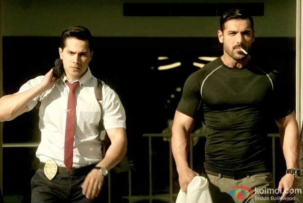 Varun Dhawan and John Abraham in a still from Dishoom
