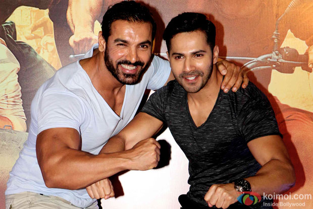 John Abraham and Varun Dhawan during the trailer launch of Dishoom