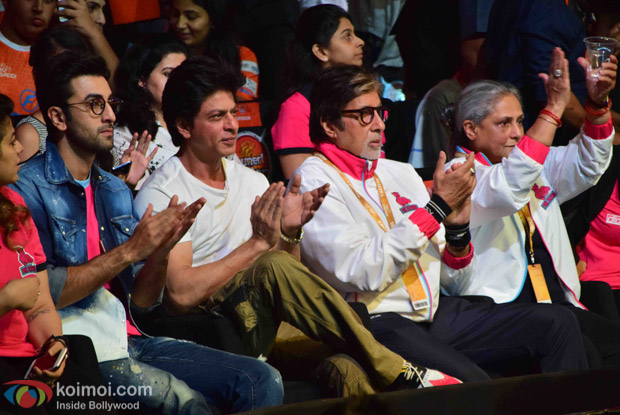  Ranbir Kapoor, Shahrukh Khan, Amitabh Bachchan and Jaya Bachchan during the fourth season of Pro-Kabaddi League 2016
